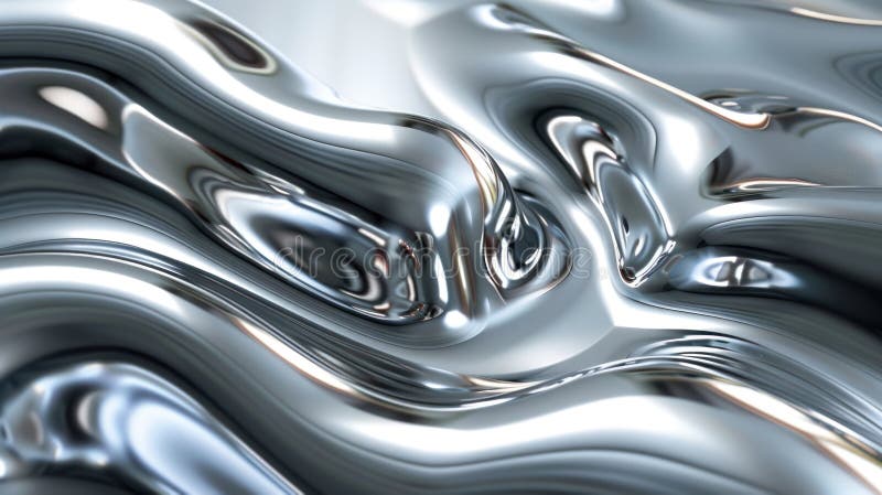 Close-up view of liquid silver flow creating a mesmerizing metallic texture, ideal for modern design elements vector illustration