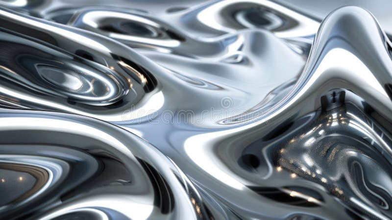 Close-up view of liquid silver flow creating a mesmerizing metallic texture, ideal for modern design elements vector illustration