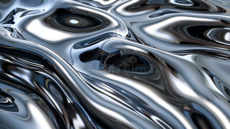 Close-up view of liquid silver flow creating a mesmerizing metallic texture, ideal for modern design elements royalty free illustration