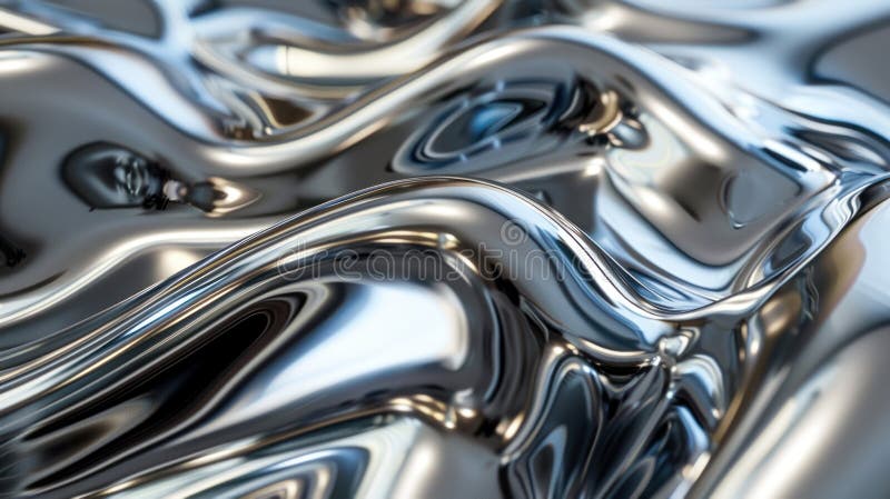 Close-up view of liquid silver flow creating a mesmerizing metallic texture, ideal for modern design elements vector illustration
