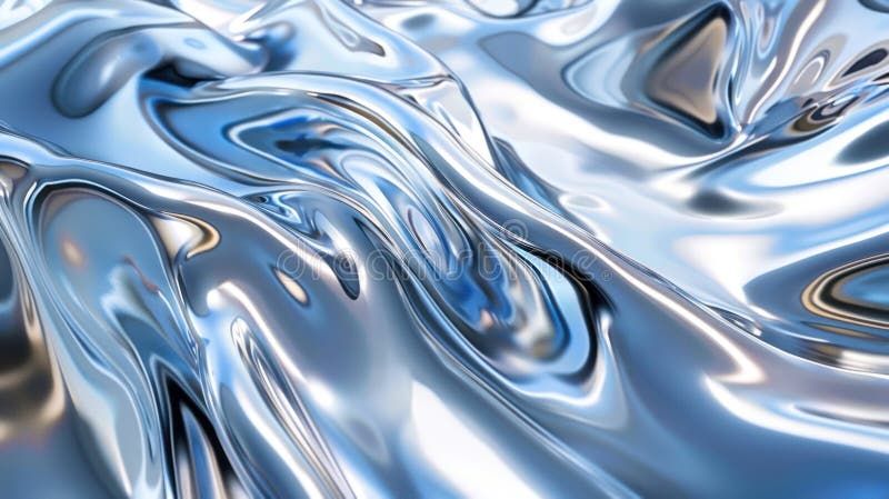 Close-up view of liquid silver flow creating a mesmerizing metallic texture, ideal for modern design elements vector illustration