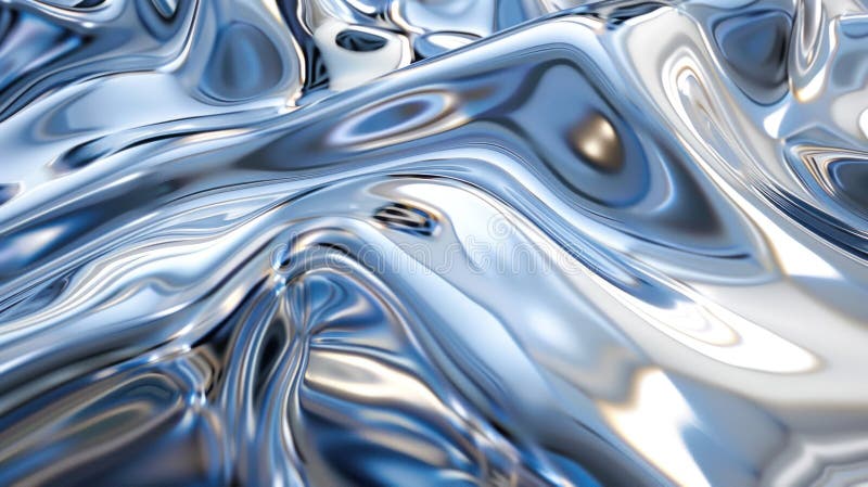 Close-up view of liquid silver flow creating a mesmerizing metallic texture, ideal for modern design elements royalty free illustration