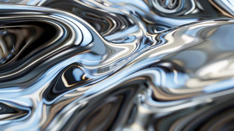 Close-up view of liquid silver flow creating a mesmerizing metallic texture, ideal for modern design elements vector illustration