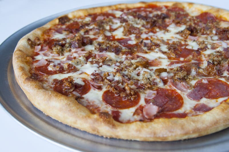 Close up View of a Meat Pizza