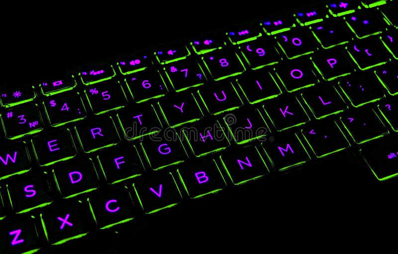 Close Up View of a Modern Laptop Computer Keyboard Keys. Soft Lightning