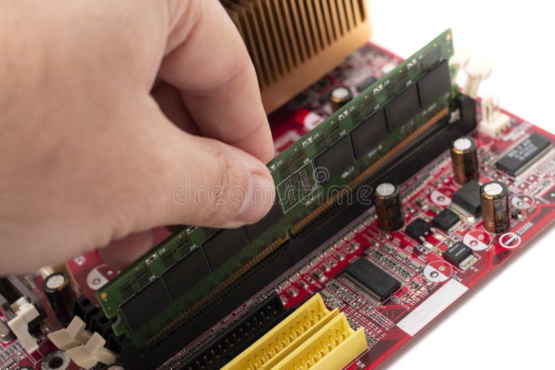 installing a memory card on motherboard stock photos installing a memory card on motherboard stock photos