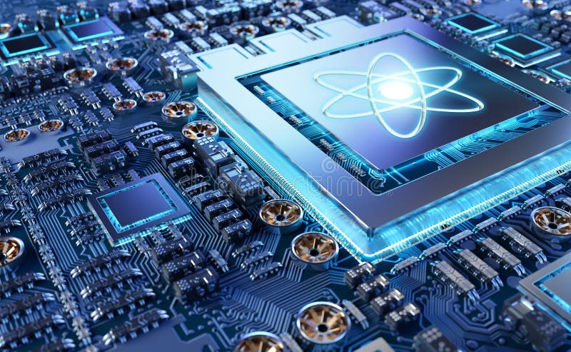 Close-up view on a nanotechnology electronic system 3D rendering royalty free illustration