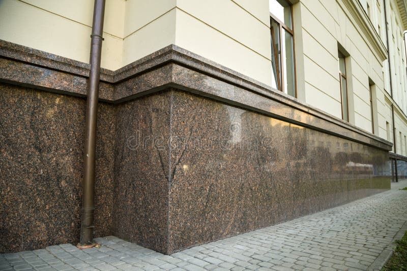 Close Up View Of Part Of A Building Facade With The Surface Of Granite