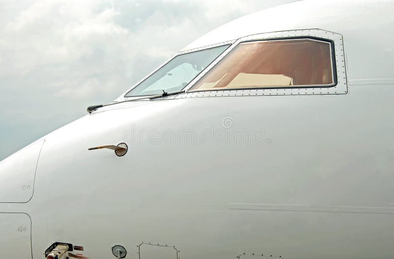 Close-up view of passenger jet airplane