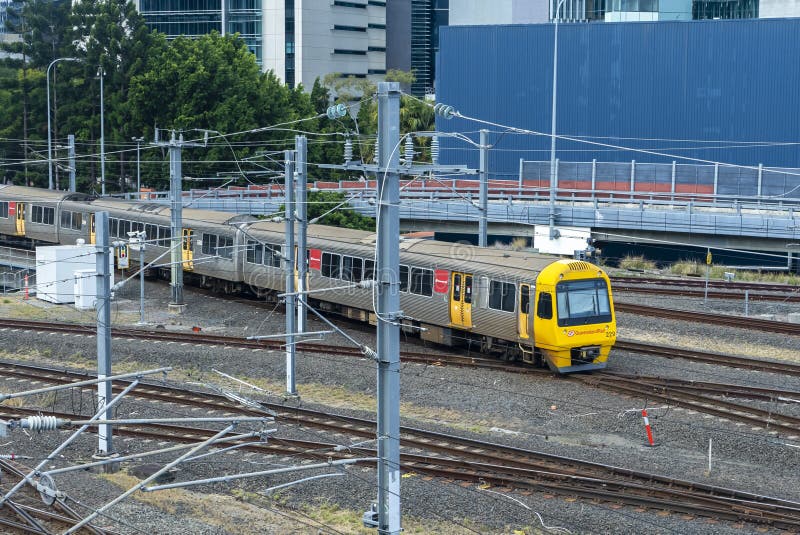 Closeup View of Passenger Train in Brisbane, Australia Editorial Stock Image Image of