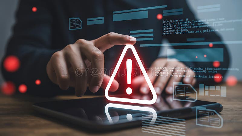 Cybersecurity Alert on Digital Tablet with User Interaction concept royalty free illustration