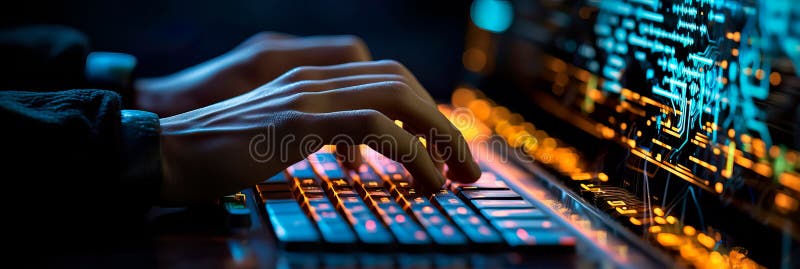 Close-up view of a programmer& x27;s hands typing lines of code, showcasing the intricacies of software development. royalty free stock images