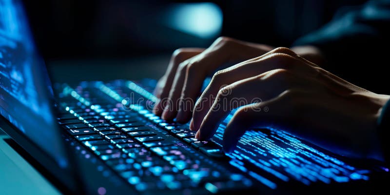 Close-up view of a programmer& x27;s hands typing lines of code, showcasing the intricacies of software development. royalty free stock photos