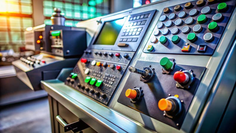 Intricate CNC Control Panel of an Industrial Lathe A Deep Dive into Modern Precision Machining Technology vector illustration