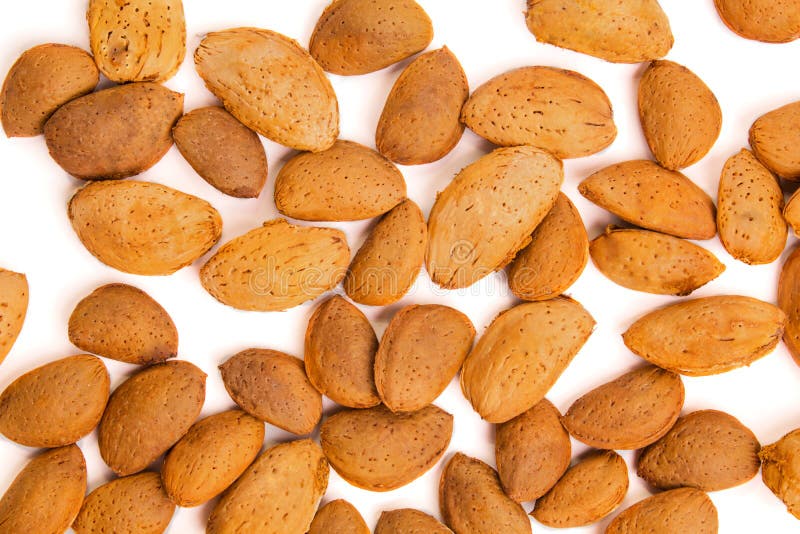 Macro View of Shelled Almond. Almonds in Their Shells. Stock Image Image of dried, pattern