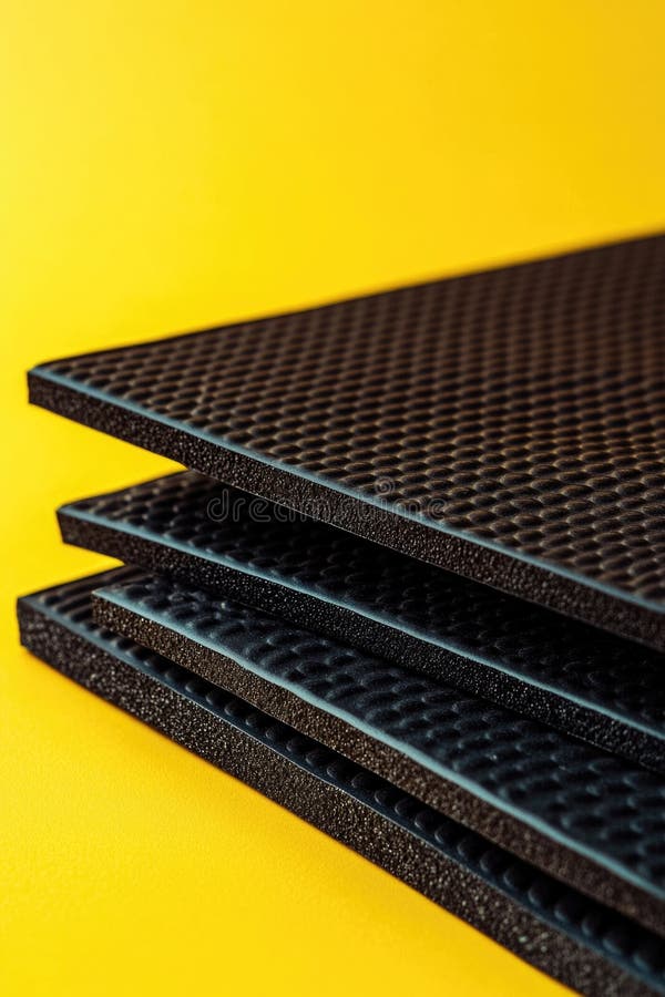 A close-up view of a stack of black plastic sheets royalty free stock photos