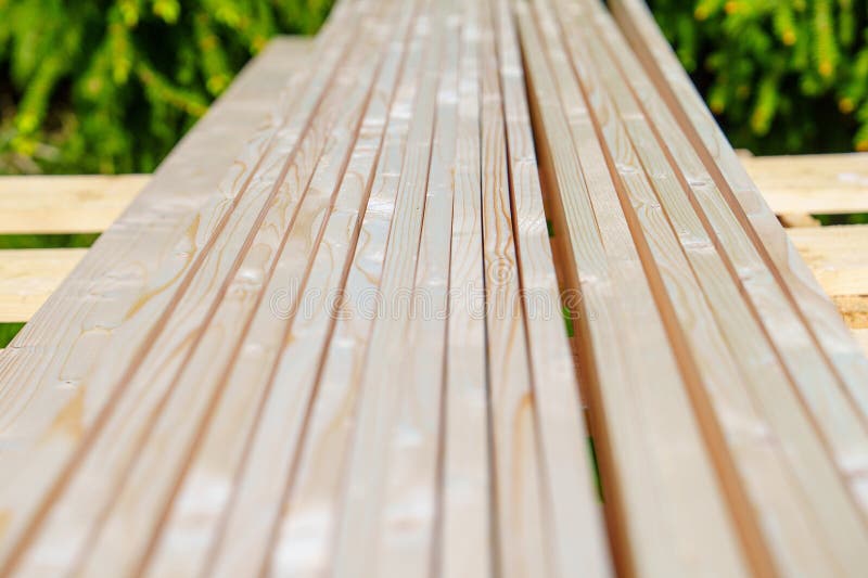 Stack of New Lumber Boards for Construction, Carpentry, or DIY Projects on Pallet royalty free stock photos