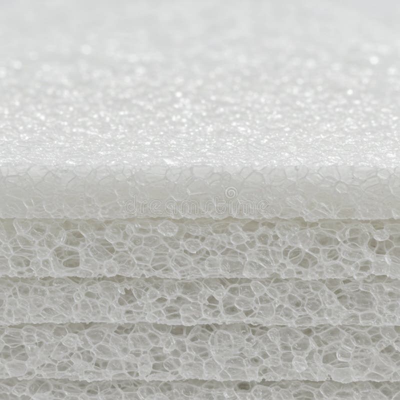 Close-up view of a stack of white polystyrene foam sheets. The texture appears as a vector illustration