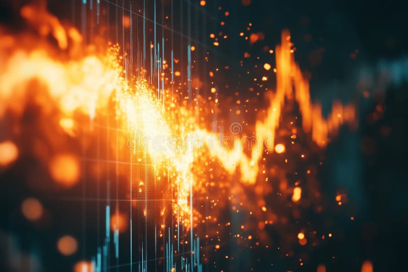 Close-up view of a stock market candlestick chart reflecting price movements in an energetic trading session stock photos