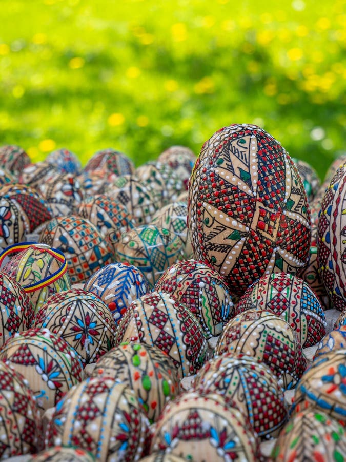 Traditional Hand Painted Romanian Easter Eggs Stock Photo Image of
