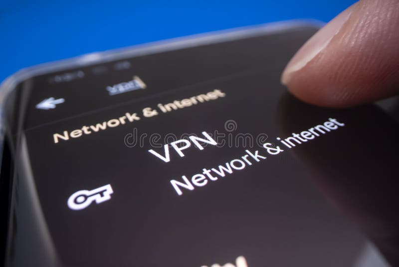 Close-up view of using the built-in Android VPN on Google Pixel 7 Pro stock image