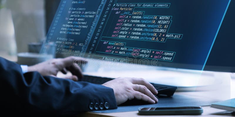 Close-up view of virtual coding screen with fictional code, showcasing problem-solving and simulation within creative digital environment. Concept of IT solutions, applications, SEO copywriting. Ad. Coding text hacker concept stock images, royalty-free photos and pictures