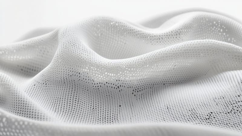 A close-up view of a white fabric with a textured surface. stock image