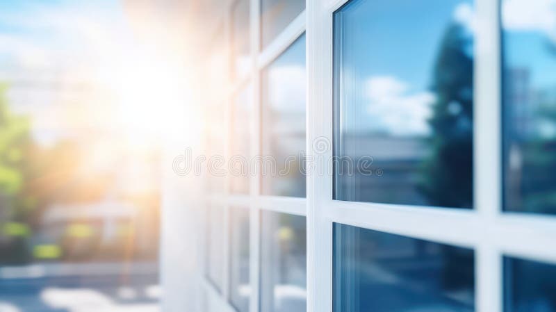 A close-up view of a window illuminated by sunlight streaming through. stock images