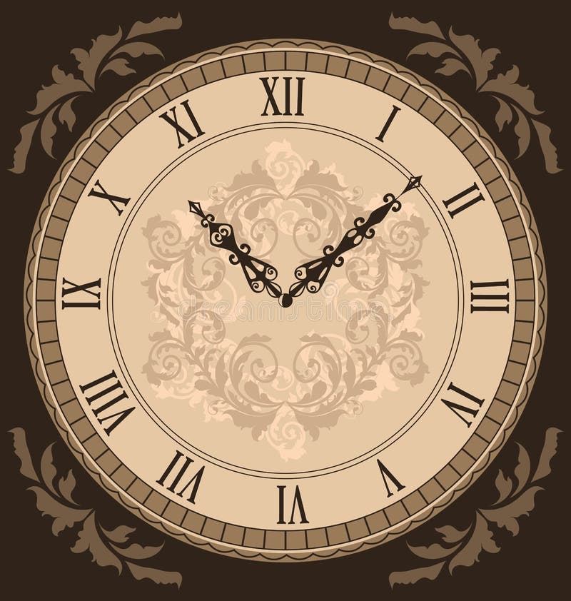 Close-up vintage clock with vignette arrows royalty free illustration