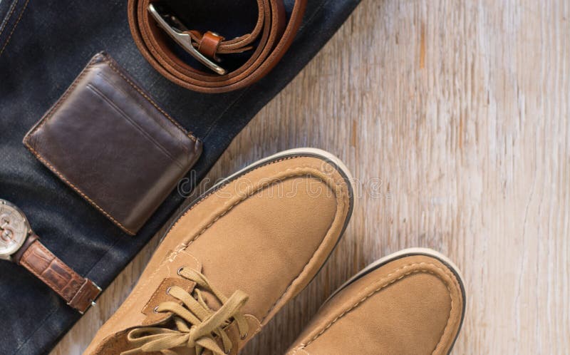 Close Up Vintage Leather Shoes Man Accessory. Men`s Casual Outfits with ...