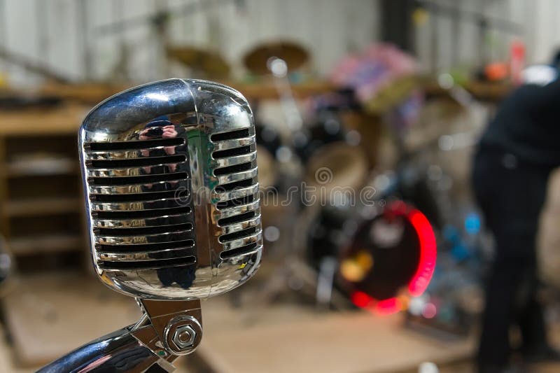 Close up of vintage style audio mic