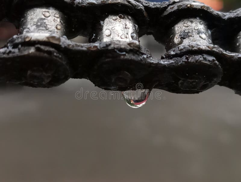 Closeup of Water Dripping on an Old, Rusty Motorcycle Chain Stock Image Image of iron
