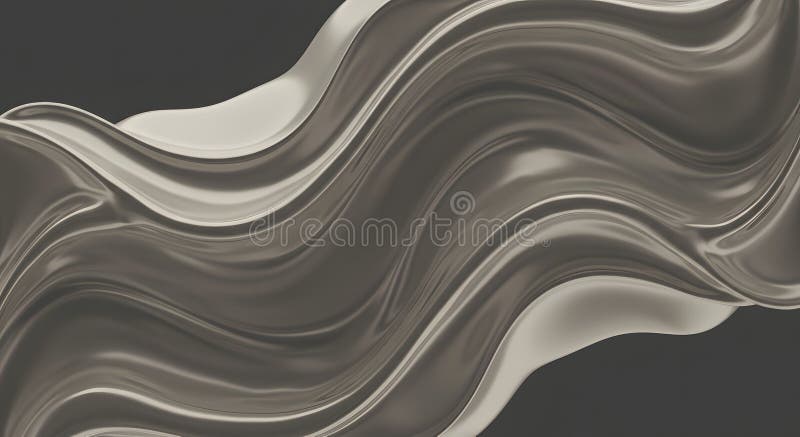 Abstract wavy metallic fabric on dark background vector illustration