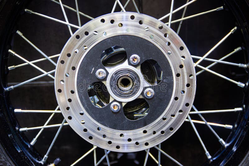 Wheel Spokes and Brake Disc of a Motorcycle Stock Photo Image of
