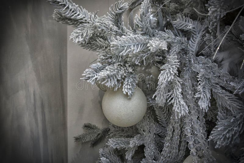 Silver Christmas Tree Decoration Stock Photo Image of pine, ornament