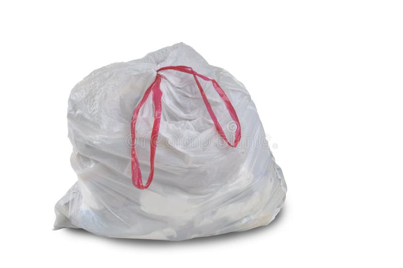 A Close Up Of A White Garbage Trash Bag Stock Image Image of junk