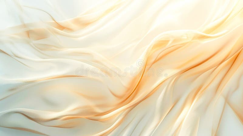 A close up of a white and gold fabric with some wavy lines, AI stock illustration