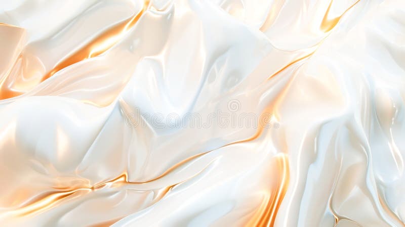 A close up of a white and gold silk fabric, AI stock illustration