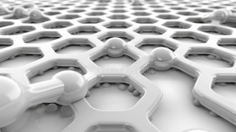 A close up of a white object with many small spheres on it stock illustration