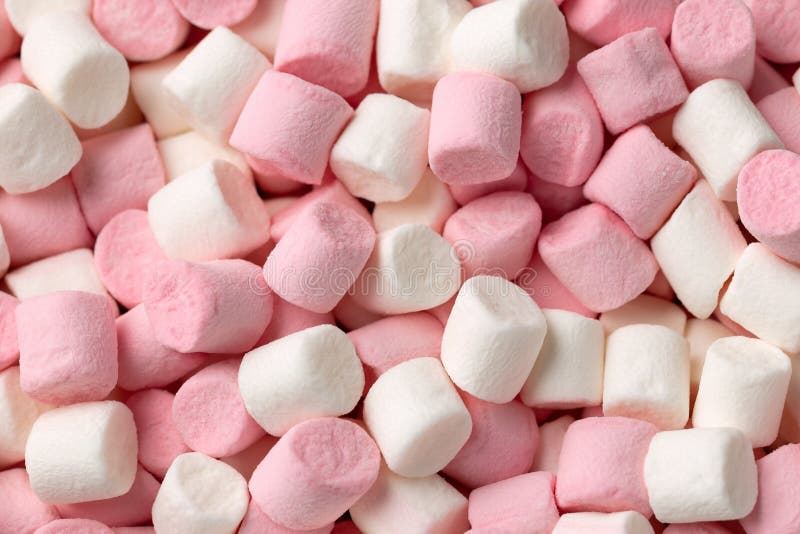 Close up White and pink marshmallows. background, texture stock images