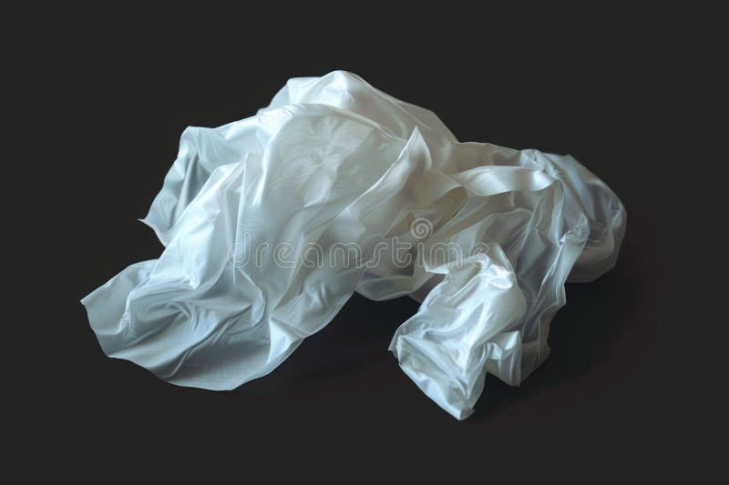 A close-up of a white plastic bag sitting on a black surface, with no additional context royalty free stock images