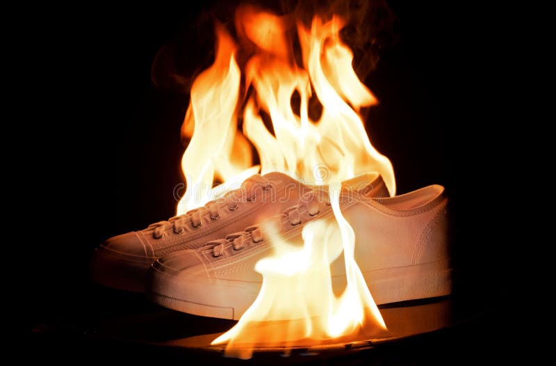 shoes on fire