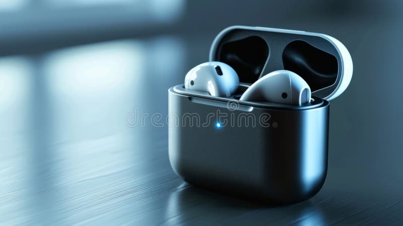 Close-up of Wireless Earbuds in a Charging Case. Stock Image ...