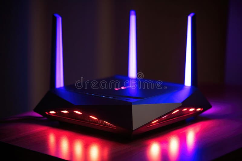 Close-up of a wireless router with led lights vector illustration