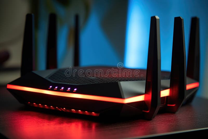 Close-up of a wireless router with led lights vector illustration