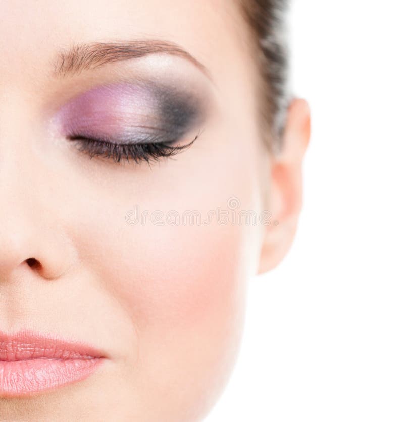 Half Young Womans Face Eyes Closed Stock Photos Free & RoyaltyFree