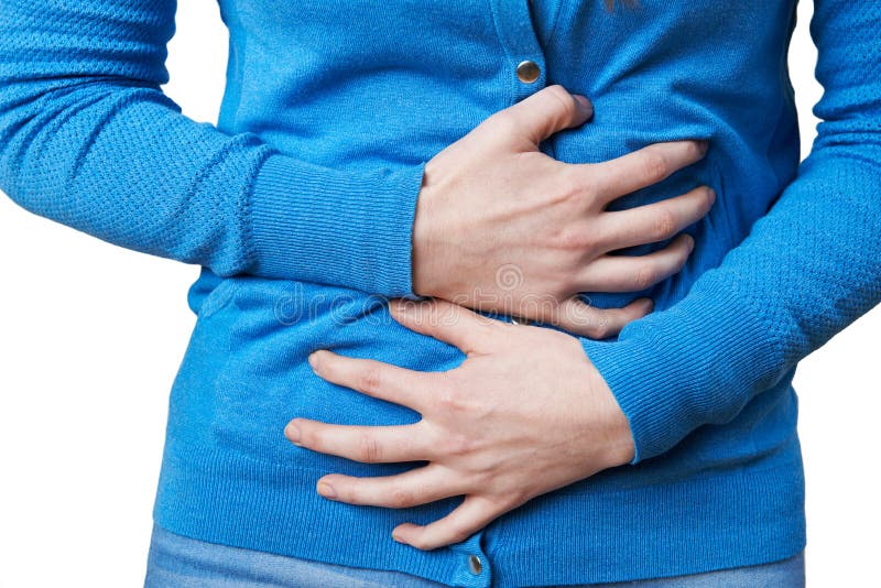 Close Up Of Woman Suffering With Stomach Pain royalty free stock photos