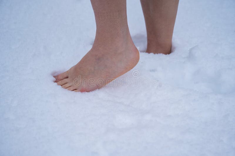 Naked Girl In Snow Barefoot