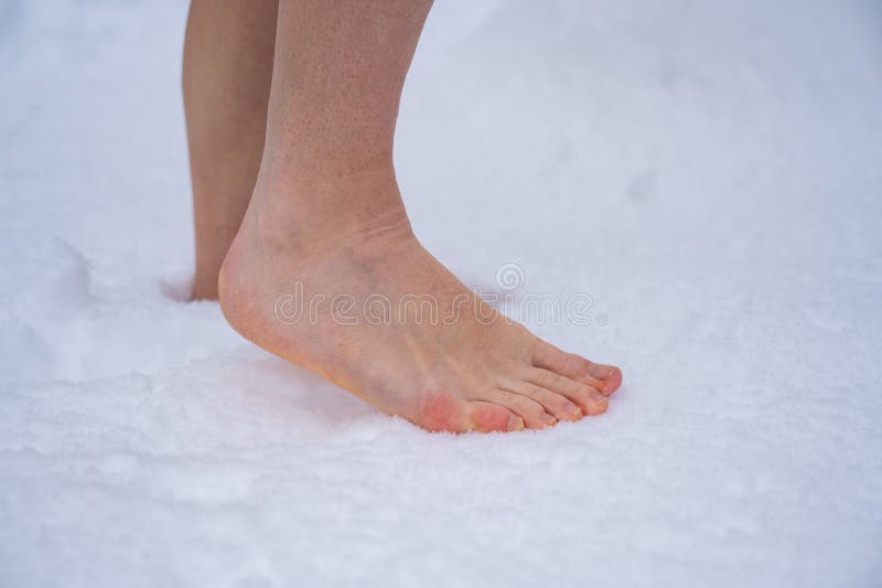 Naked Girl In Snow Barefoot