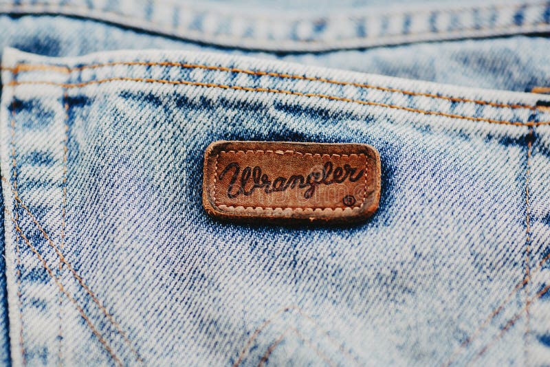 Closeup of Wrangler Label on Blue Jeans. Editorial Photo - Image of label,  detail: 192694226